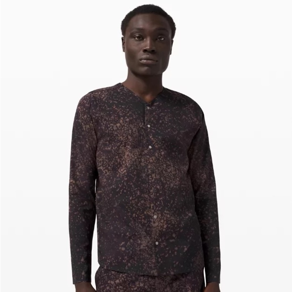 lululemon athletica Men's Dark Brown and Black Splatter Button-Down Shirt